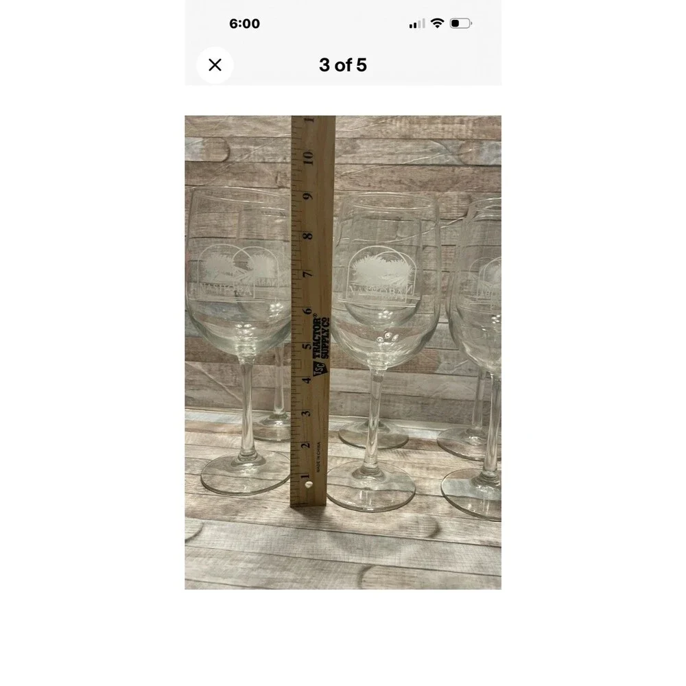 Set of 4 Nashoba Valley Etched Wine Glasses - Clear Glassware for Wine Tasting